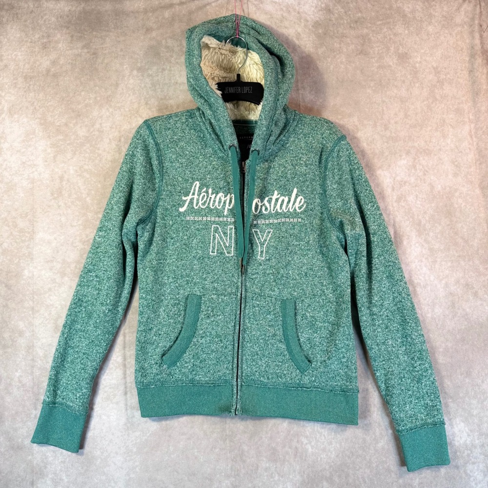 Y2K Vintage Aeropostale Hoodie Juniors M Green Marled Twilight Elena Gilbert